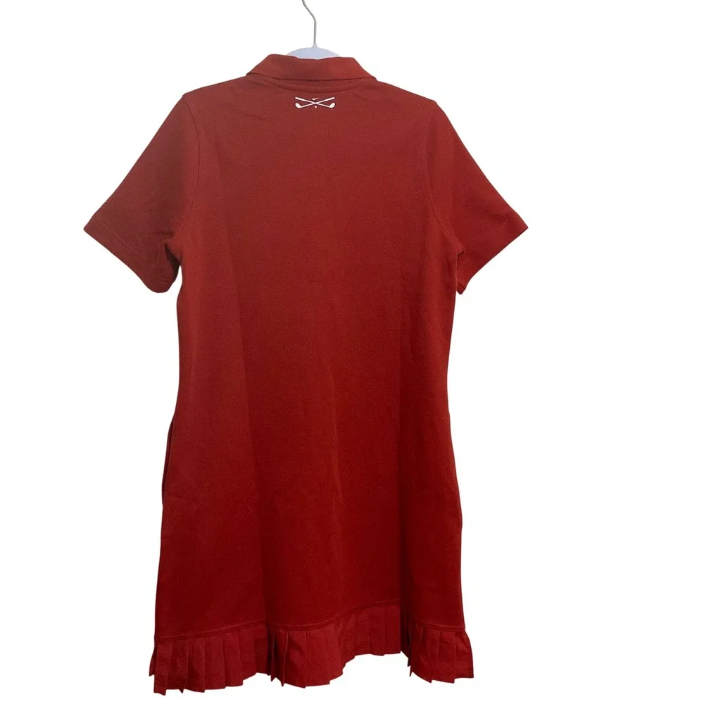 Nike Golf Dress Womens S Red NEW Ruffle Hem Polo Short Sleeve IF8522-626 17.6in
